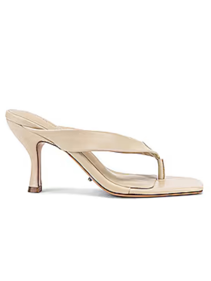 Tony Bianco Cream Square-Toe Thong Mules